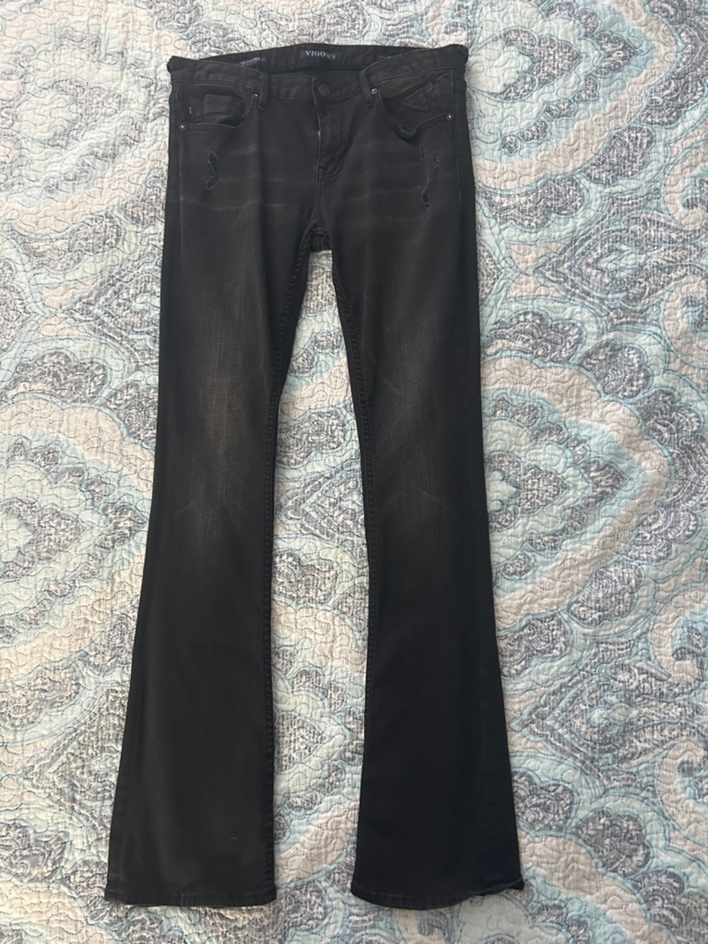 Vigoss Chelsea Slim Boot Black Jeans with Subtle Fade